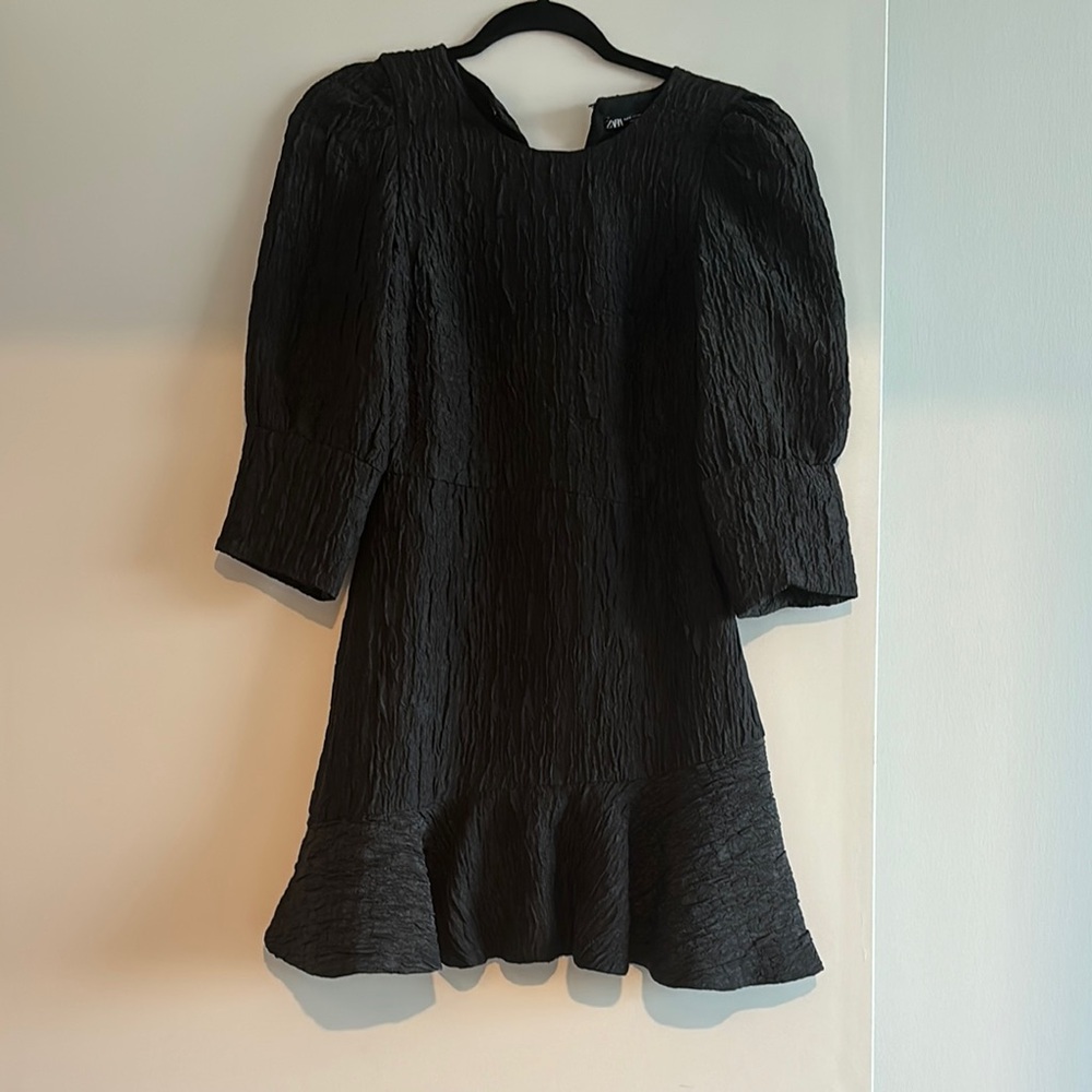 Zara Black Textured Dress